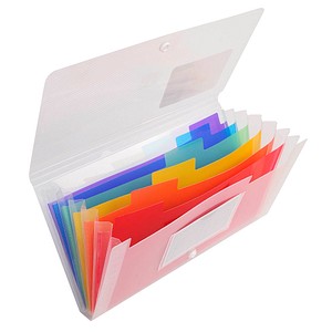 3130630553984 - Fächermappe Blanko PP (Polypropylen) 7-teilig Farbig sortiert Kristall 7 Fächer 26 (B) x 3 (T) x 14 (H) cm 3130630553984 - Fächermappe Blanko PP (Polypropylen) 7-teilig Farbig sortiert Kristall 7 Fächer 26 (B) x 3 (T) x 14 (H) cm