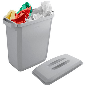 4005546735146 - Abfallbehälter DURABIN ECO 60 L mit Deckel 2 Tragegriffe B 590 x T 282 x H 600 mm recycelter Kunststoff in Qualität Blauer Engel schwarz