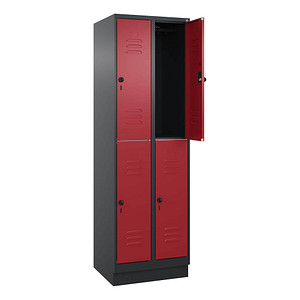 4068427352832 - Spind Classic PLUS rubinrot schwarzgrau 080320-20 S10125 4 Schließfächer 600 x 500 x 1950 cm 4068427352832 C+P-Möbel 4068427352832 - Spind Classic PLUS rubinrot schwarzgrau 080320-20 S10125 4 Schließfächer 600 x 500 x 1950 cm 4068427352832 C+P-Möbel