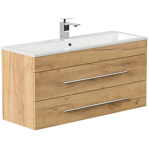 4251982676547 - POSSEIK Waschbecken mit Unterschrank PORTUS SLIMLINE 1000 eiche gold 1000 x 360 x 496 cm