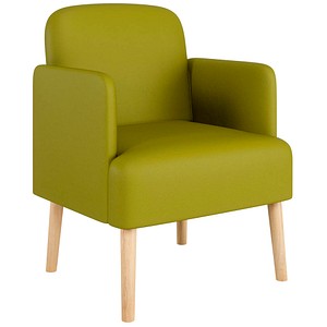 3660141967265 - meet by Paperflow Sessel BROOKS 4-Fußgestell Sitz- und Rückenpolsterung B 620 x T 520 x H 440 mm grün buche