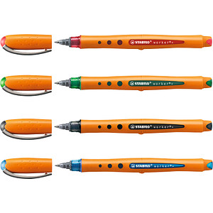 STABILO worker®+ Tintenroller orange 0,3 mm, Schreibfarbe: farbsortiert, 4 St.