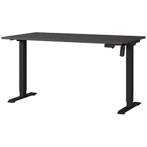 GERMANIA Rovigo höhenverstellbarer Schreibtisch grafit rechteckig, T-Fuß-Gestell schwarz 140,0 x 80,0 cm