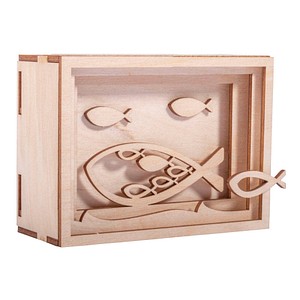 4006166285561 - Holzbausatz 3D-Geschenkbox Fische natur 4006166285561 - Holzbausatz 3D-Geschenkbox Fische natur