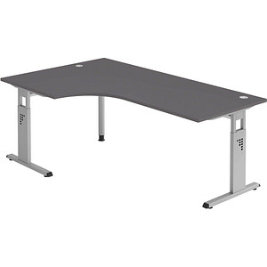 4032062323267 - OS 82 höhenverstellbarer Schreibtisch grafit L-Form C-Fuß-Gestell silber 2000 x 800 1200 cm 4032062323267 - OS 82 höhenverstellbarer Schreibtisch grafit L-Form C-Fuß-Gestell silber 2000 x 800 1200 cm
