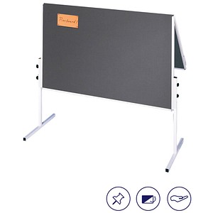 4016946182621 - Moderationstafel X-tra! Line CC-UMTF-G12 120x150cm Filz + Filz (beidseitig) pinnbar klappbar grau + grau 4016946182621 Fran