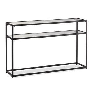 4052025326074 - Konsolentisch 2 Ablagen schmaler Eingangstisch Flur & Wohnzimmer Metall Glas hbt 70x110x30 cm schwarz - Relaxdays 4052025326074 - Konsolentisch 2 Ablagen schmaler Eingangstisch Flur & Wohnzimmer Metall Glas hbt 70x110x30 cm schwarz - Relaxdays